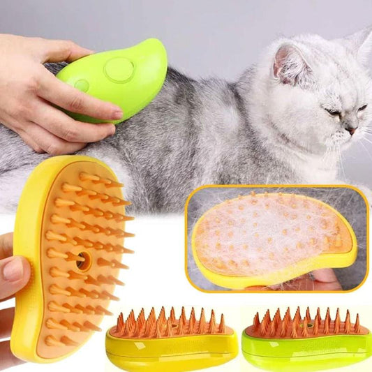 Electric Cat Steam Brush – 3-In-1 Pet Grooming Comb with Water Spray for Cats and Dogs, USB Rechargeable